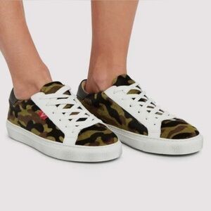 Veronica Beard Ponyhair Camouflage Print Sneakers